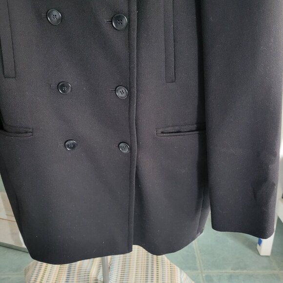 ANN TAYLOR BLACK DOUBLE BREAST WOOL JACKET (Size: Large) - Picture 5 of 12